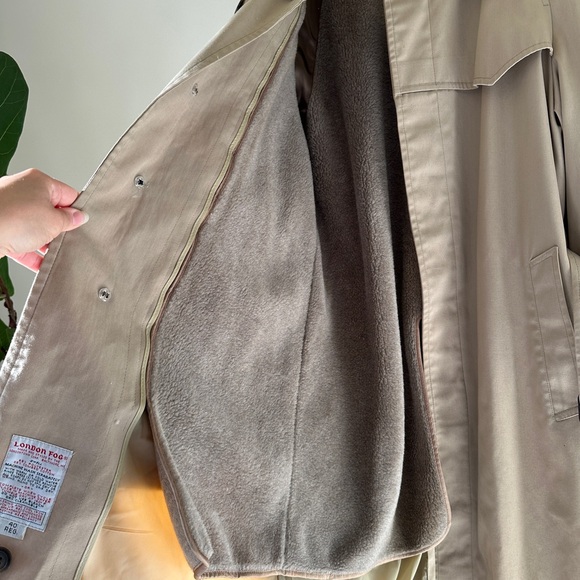VTG 90s London Fog Unisex Trench Coat Zip In Thermal Liner 40Reg Streetwear Tan - Picture 3 of 14